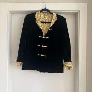 Reversible Black Velvet and Gold Chinese print Jacket